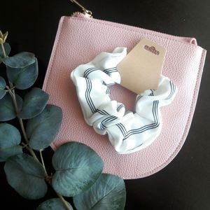 White Pinstriped Hair Scrunchie